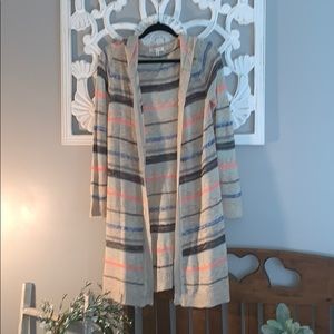 Size med Pink Rose long hooded duster cardigan